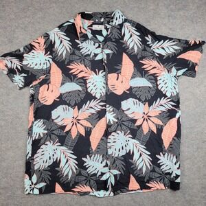 Oak Hill Shirt Mens 2XLT Tall Tropical Floral Button Front Short Sleeve Casual